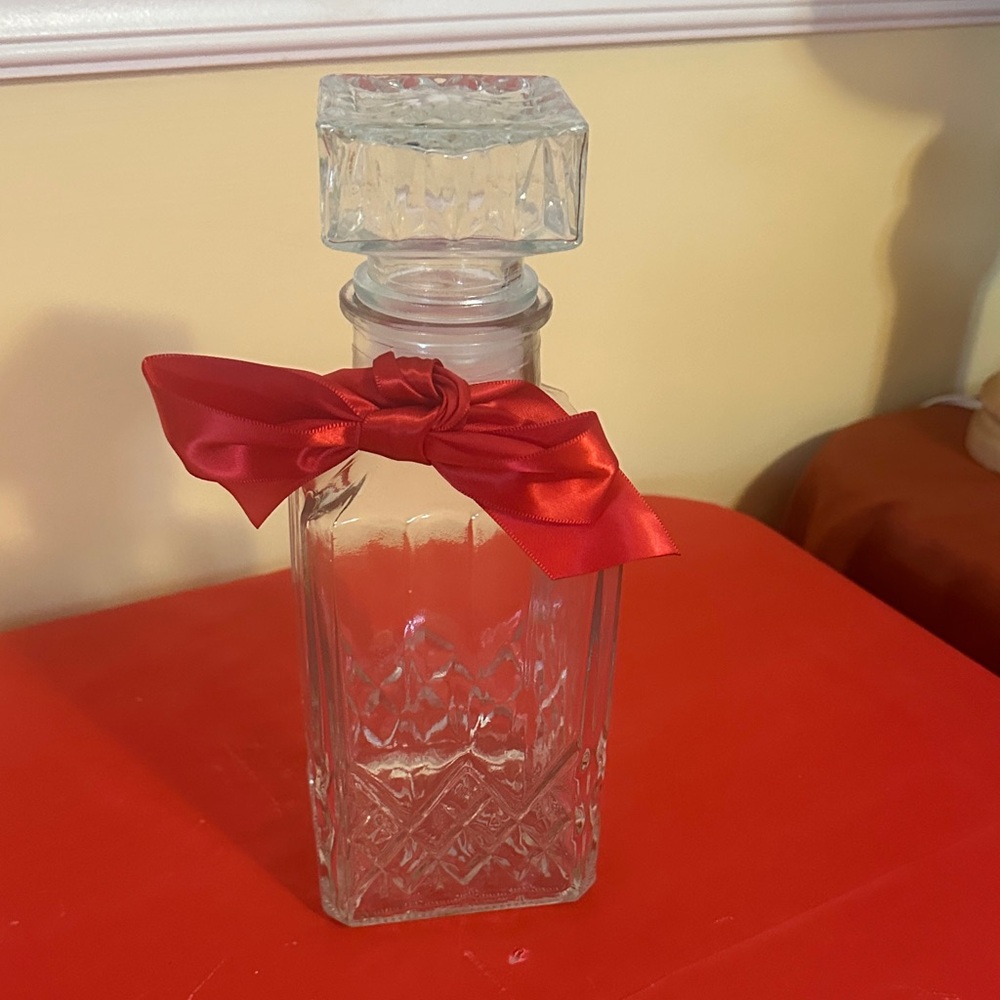 Glass Decanter with Red Ribbon
